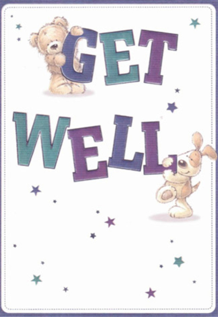 Brimming with gentle encouragement and heartfelt artistry, this get well card captures the warm, welcoming spirit of Canonbury. Illustrated with care, the composition features two beloved creatures: a velvety teddy bear and a floppy-eared puppy, both bearing a tactile softness reminiscent of an embrace from a close friend. These whimsical friends joyfully interact with the phrase 'Get Well,' bold and confident in shades of purple and turquoise-the kind of colours often spotted in seasonal bouquets arranged locally by Canonbury's florists. Sprinkled throughout the crisp, creamy background are playful stars in cobalt and lavender, reminiscent of evening skies over the New River Path. The brushstrokes impart a handmade quality and a subtle richness; the bear's plush fur and the puppy's gentle ears seem almost touchable. This scene, as thoughtfully composed as any bouquet delivered by Florist Canonbury, beautifully embodies innocence, hope, and the restorative power of a heartfelt gesture. It's the visual counterpart to sending a neighbour a fragrant, restorative vase of fresh blooms on a challenging day, each detail designed to lift and reassure.